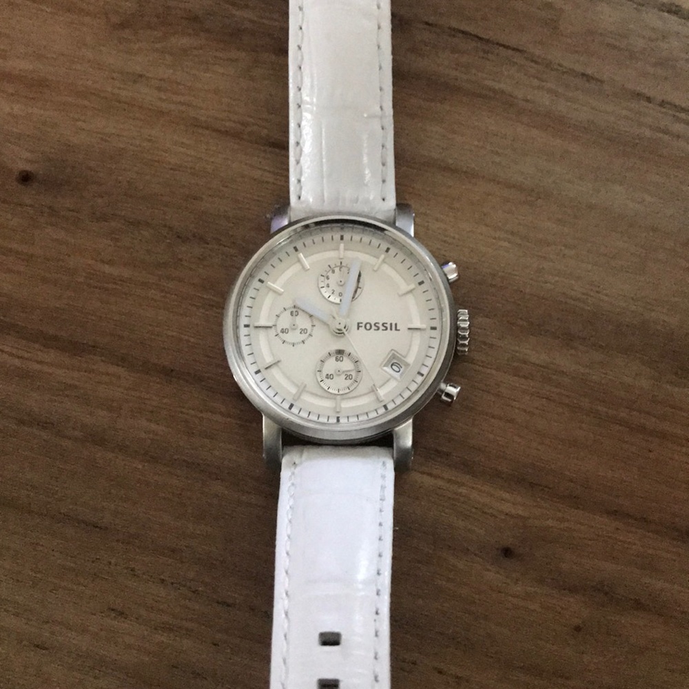 White leather Fossil watch